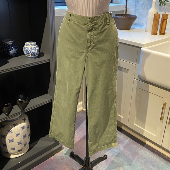 J. Crew Wide Leg Green Utility Slacks – Size 25P - Picture 2 of 8